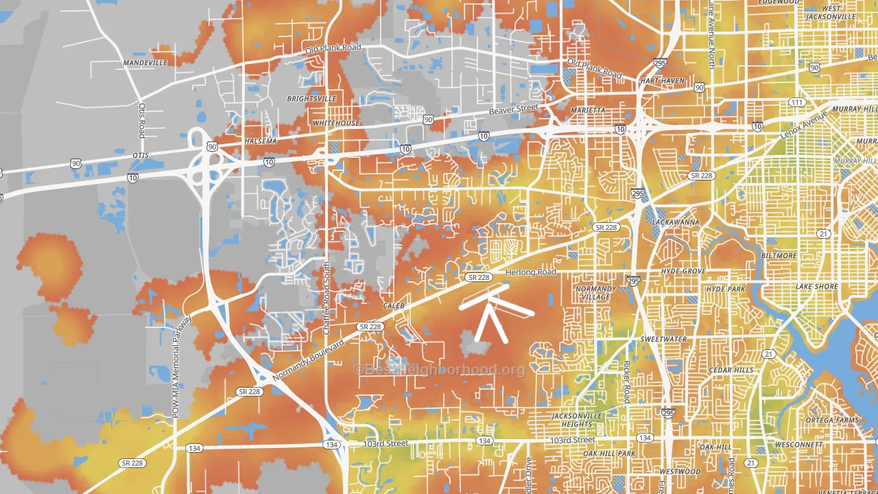Bike Grade map of 32221, FL