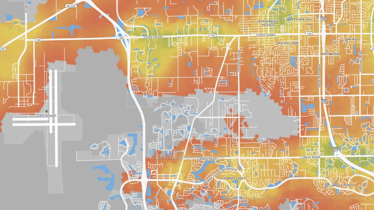 Bike Grade map of 32222, FL