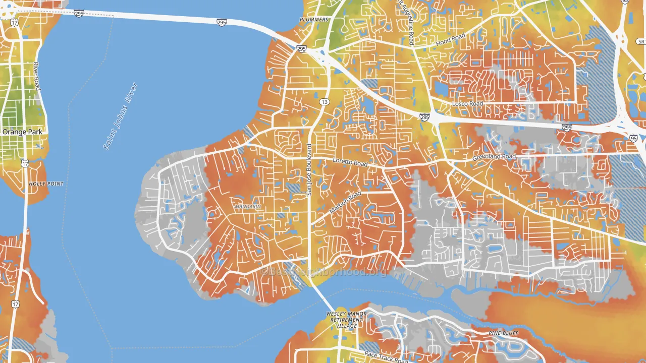 Bike Grade map of 32223, FL