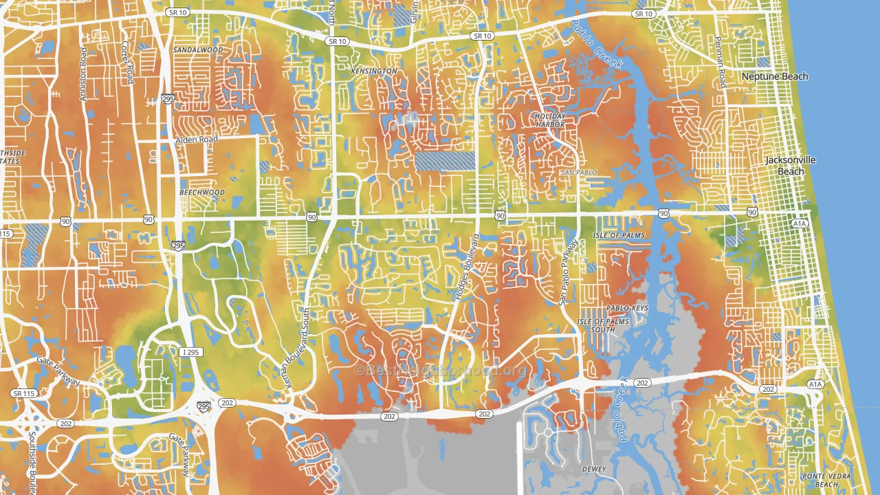 Bike Grade map of 32224, FL