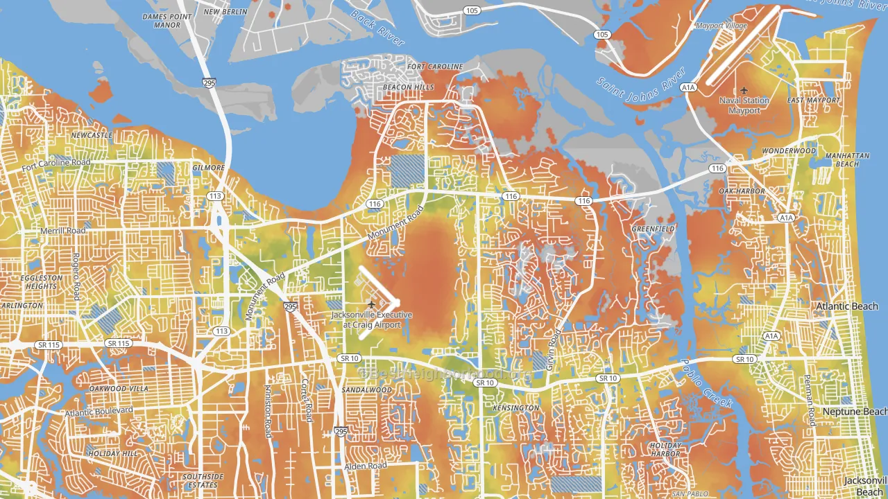 Bike Grade map of 32225, FL