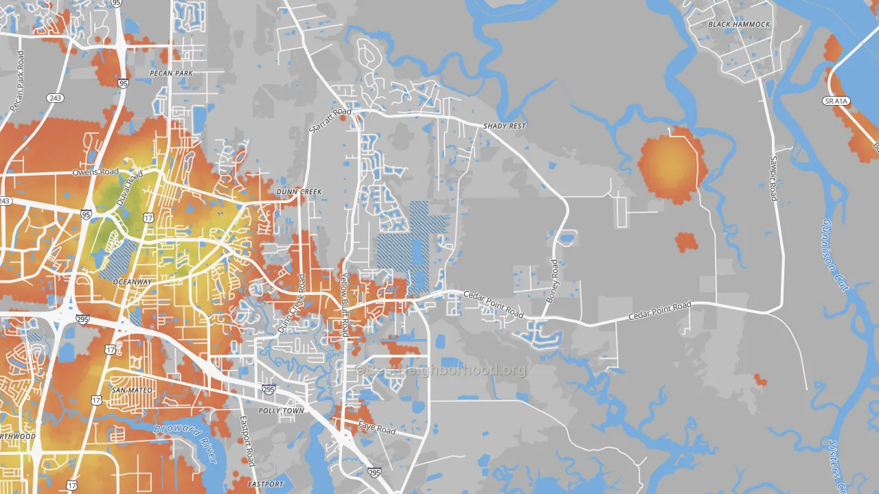 Bike Grade map of 32226, FL