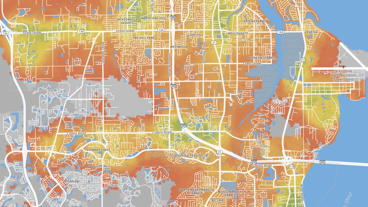 Bike Grade map of 32244, FL