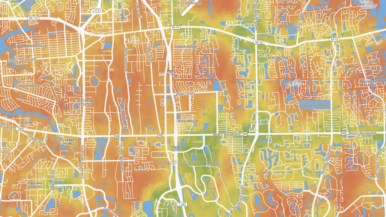 Bike Grade map of 32246, FL