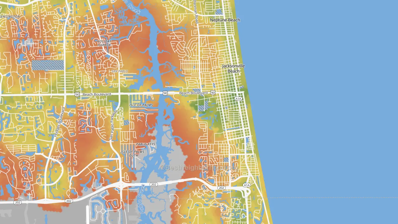 Bike Grade map of 32250, FL