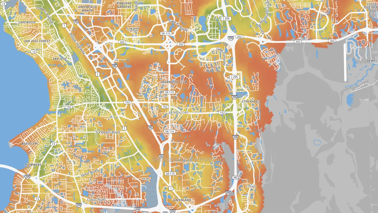 Bike Grade map of 32256, FL