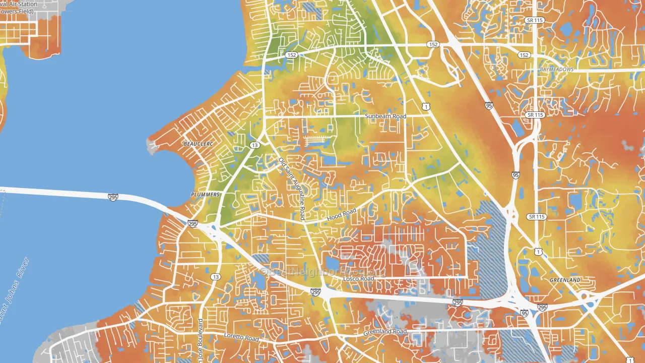 Bike Grade map of 32257, FL