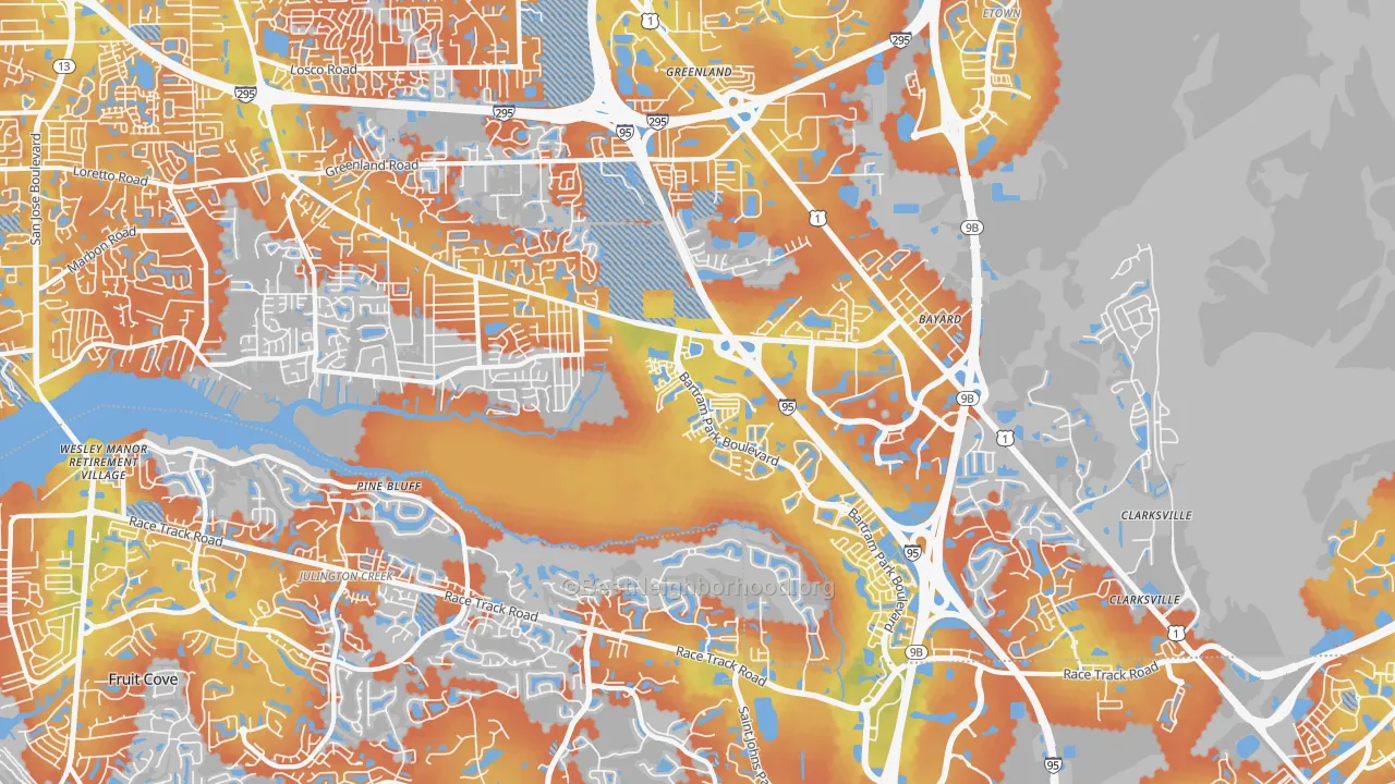 Bike Grade map of 32258, FL