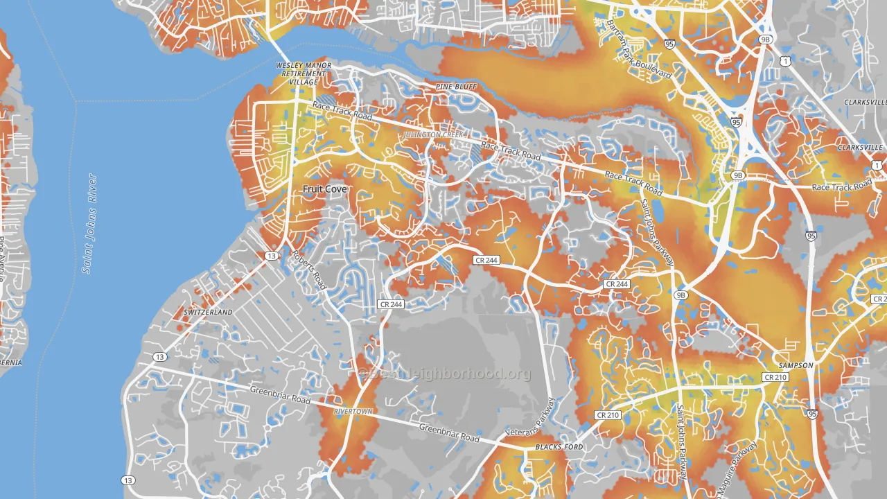 Bike Grade map of 32259, FL