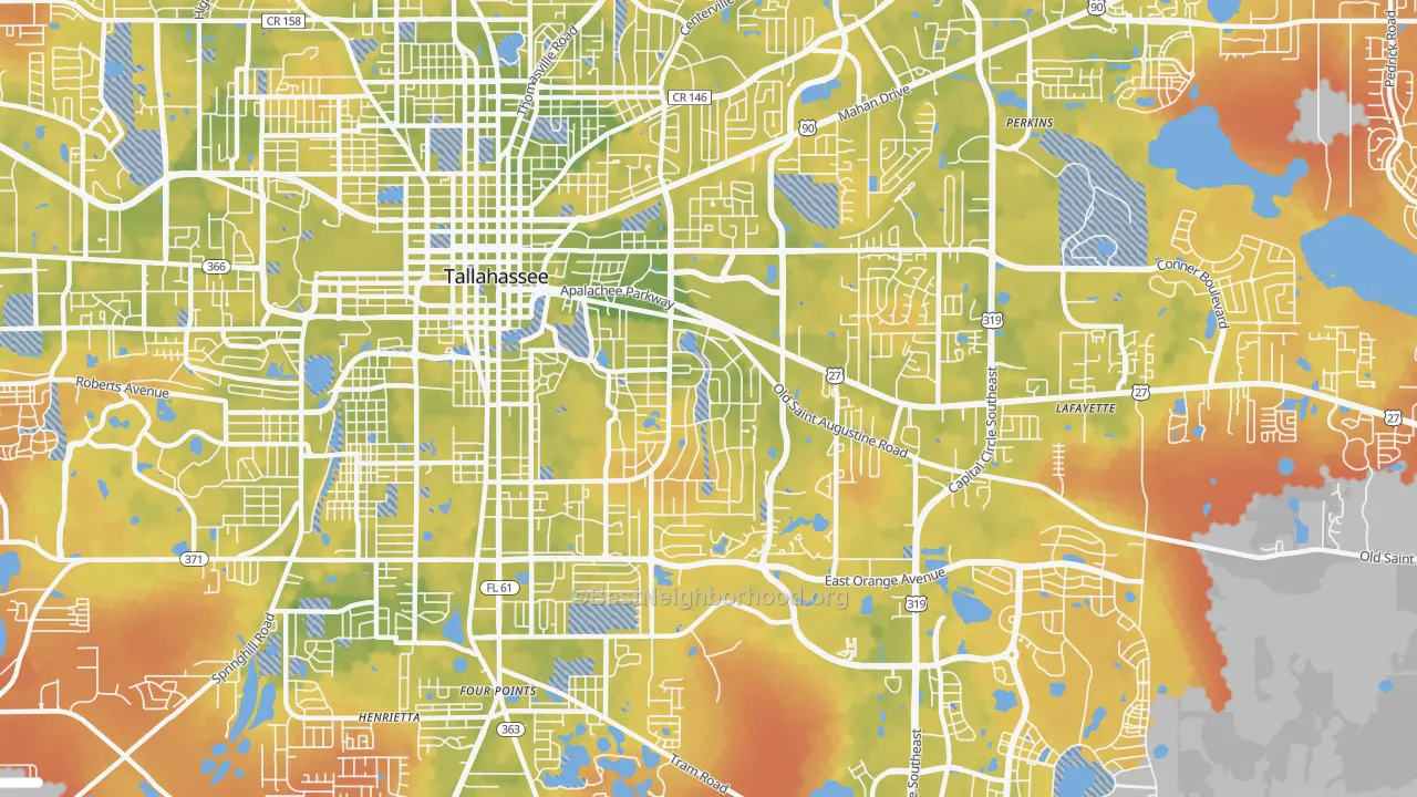 Bike Grade map of 32301, FL