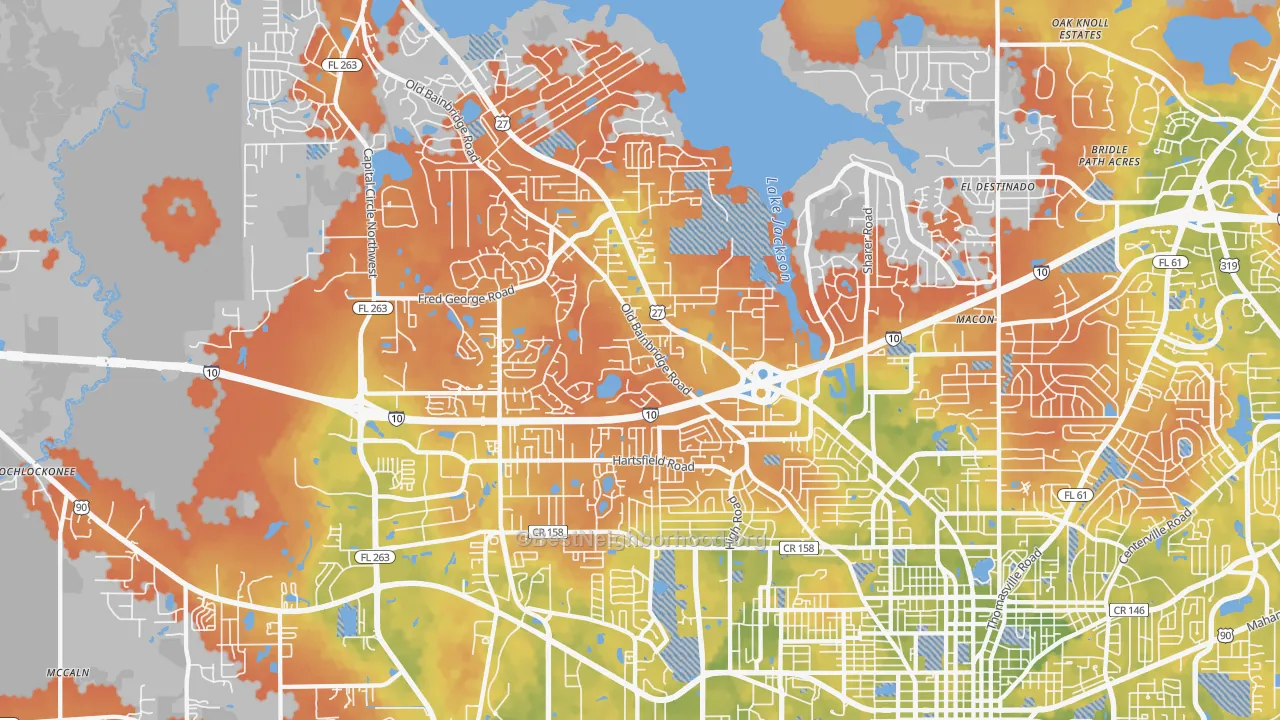 Bike Grade map of 32303, FL