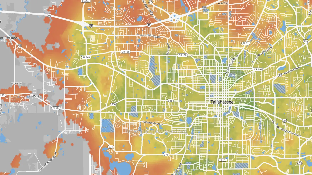 Bike Grade map of 32304, FL
