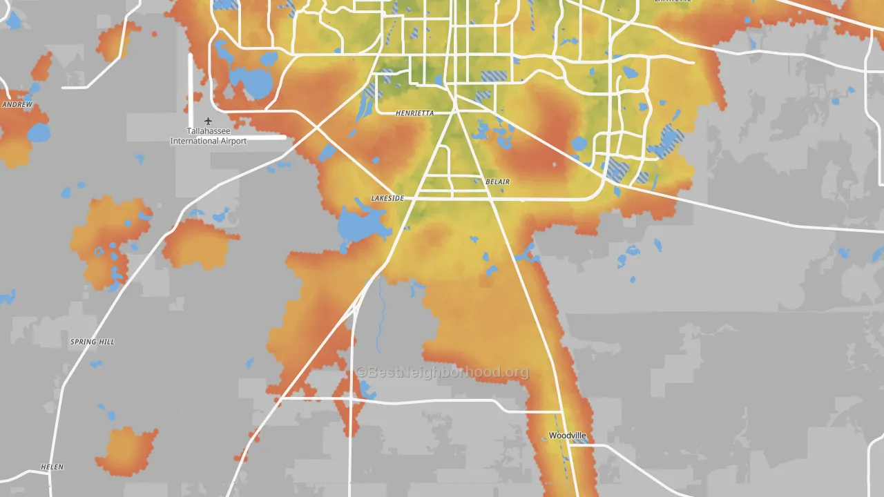 Bike Grade map of 32305, FL