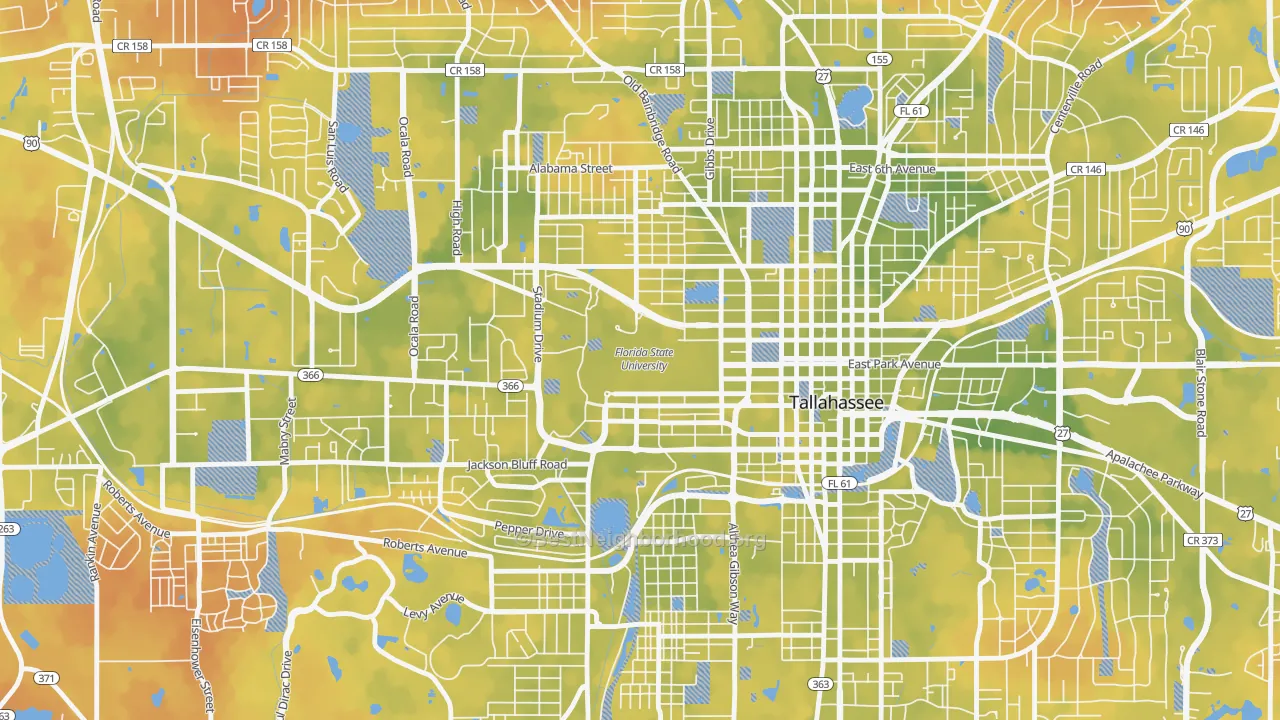 Bike Grade map of 32306, FL