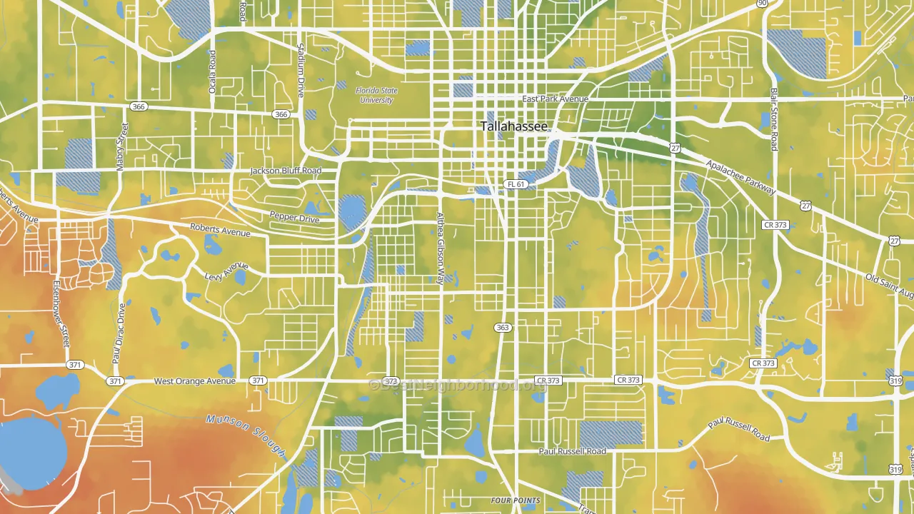 Bike Grade map of 32307, FL