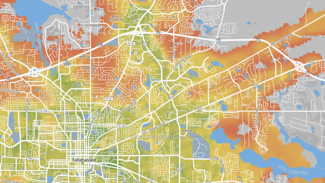 Bike Grade map of 32308, FL