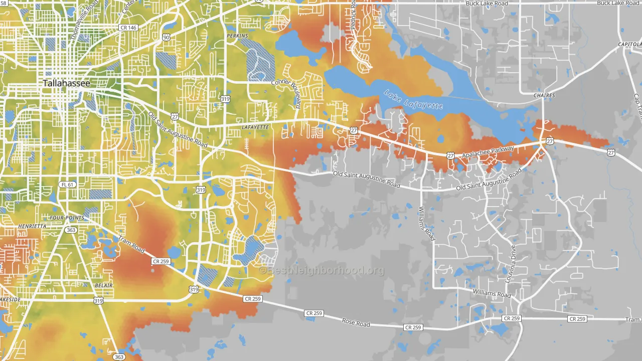 Bike Grade map of 32311, FL