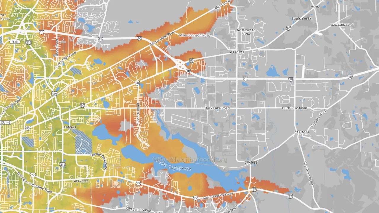 Bike Grade map of 32317, FL