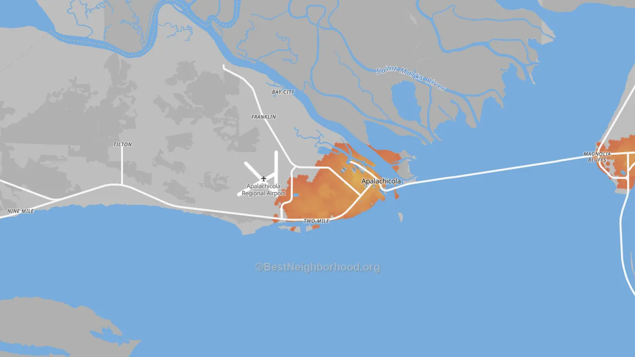 Bike Grade map of 32320, FL