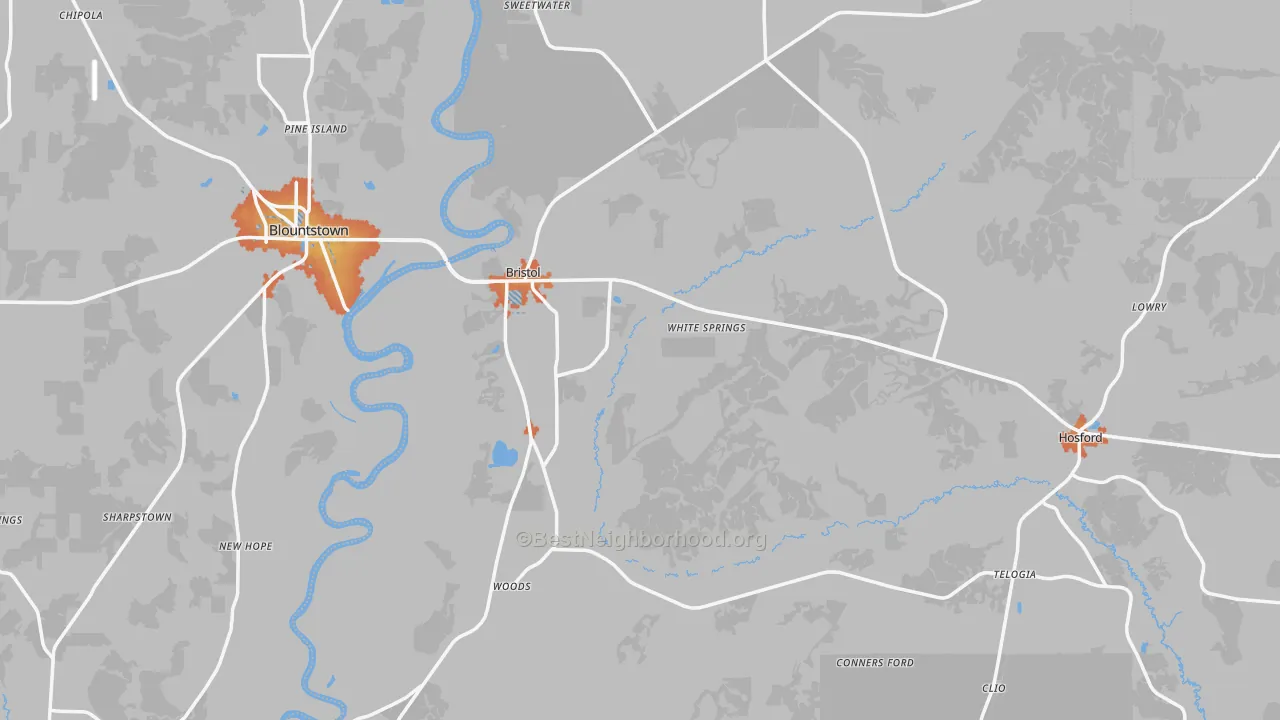 Bike Grade map of 32321, FL