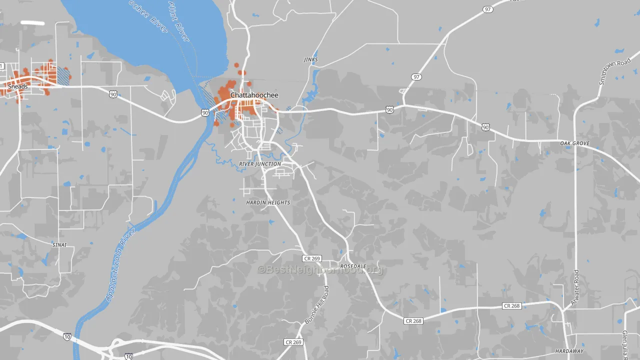 Bike Grade map of 32324, FL