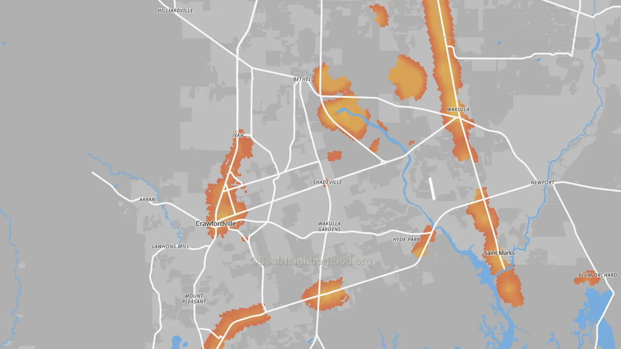 Bike Grade map of 32327, FL
