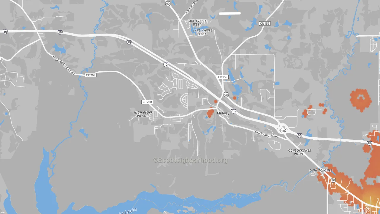 Bike Grade map of 32343, FL