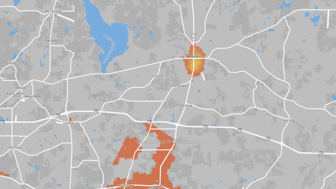 Bike Grade map of 32344, FL
