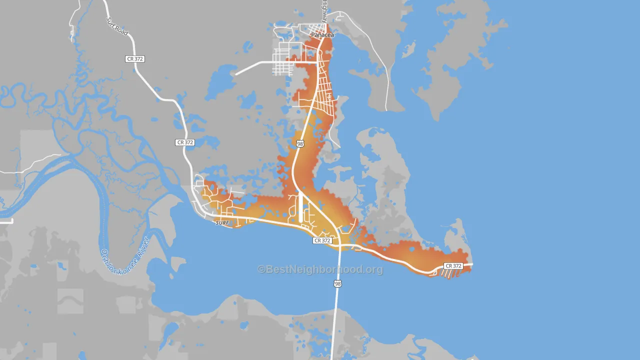 Bike Grade map of 32346, FL
