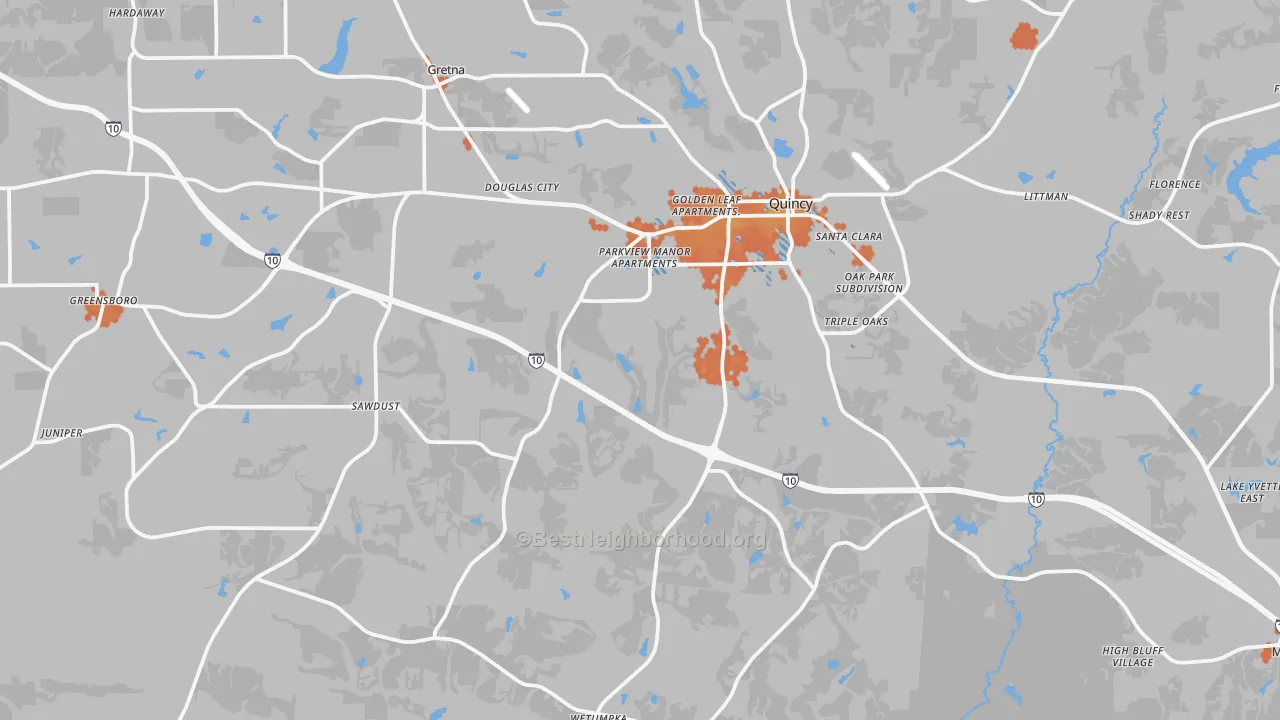 Bike Grade map of 32351, FL