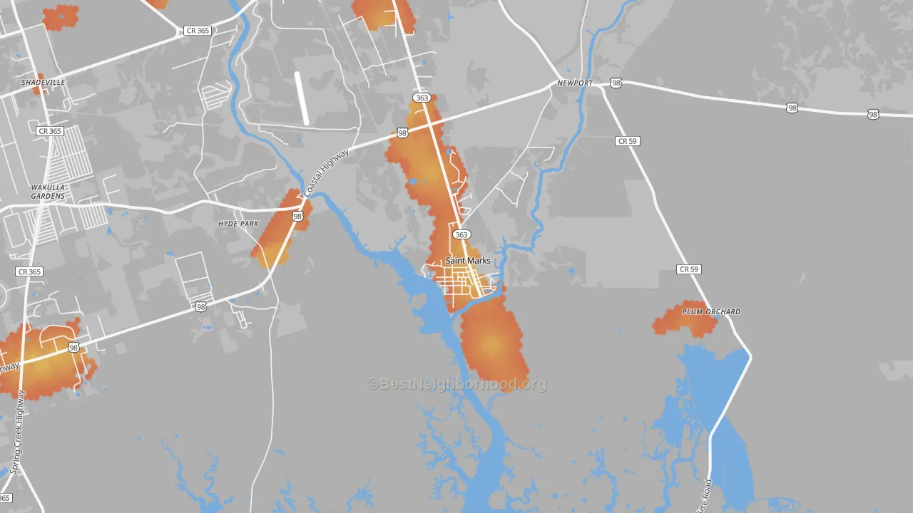 Bike Grade map of 32355, FL