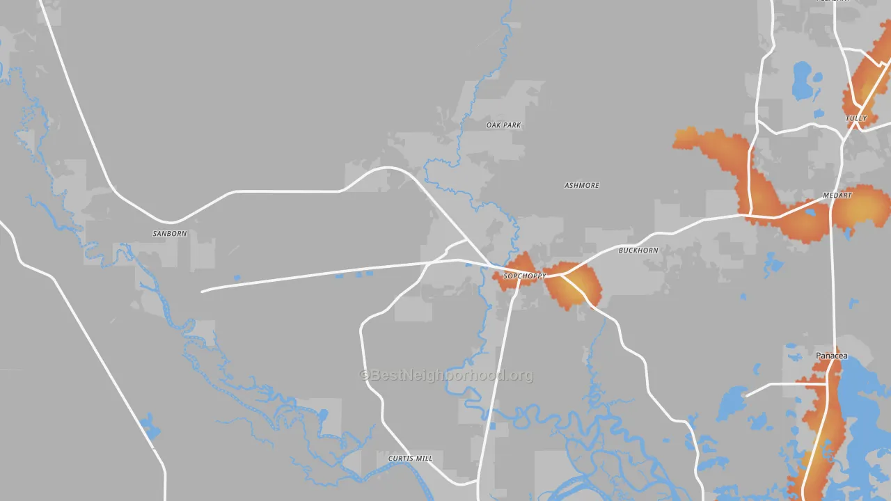 Bike Grade map of 32358, FL