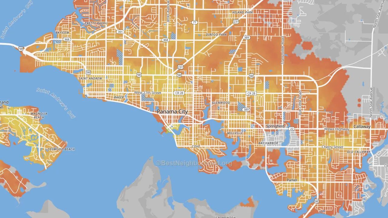 Bike Grade map of 32401, FL