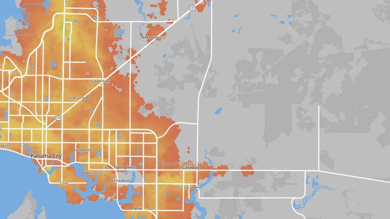 Bike Grade map of 32404, FL