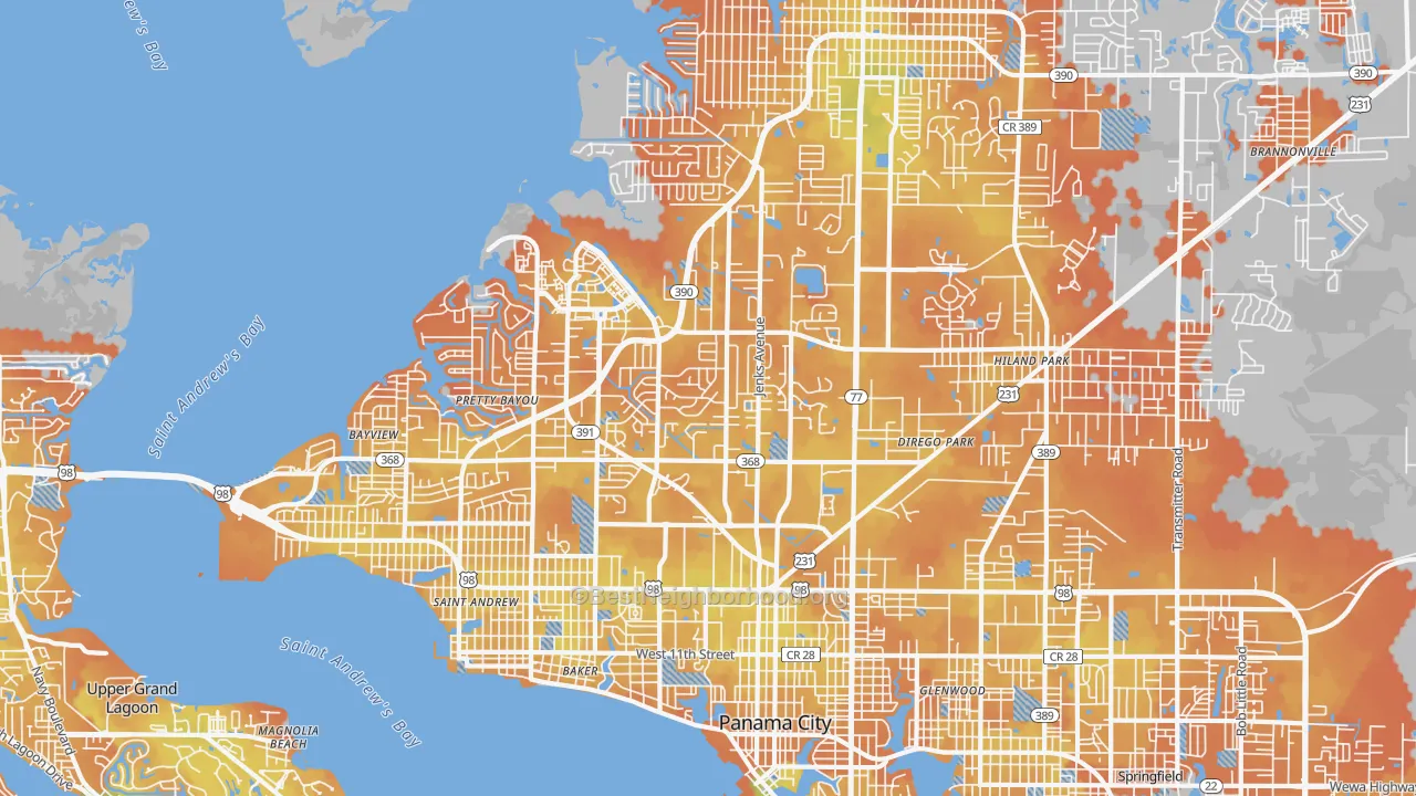 Bike Grade map of 32405, FL