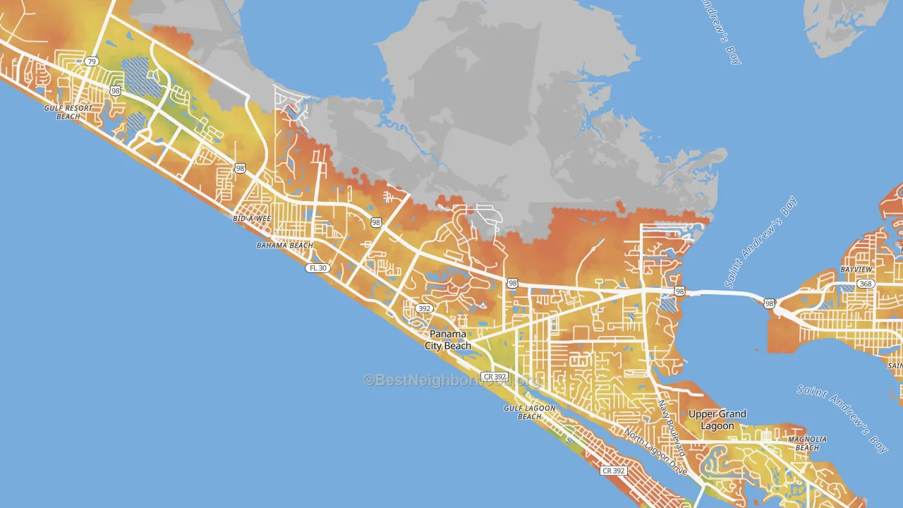 Bike Grade map of 32407, FL