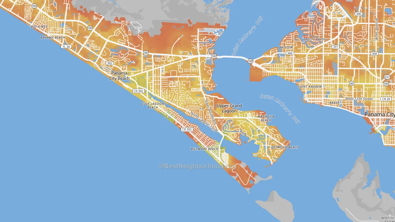 Bike Grade map of 32408, FL