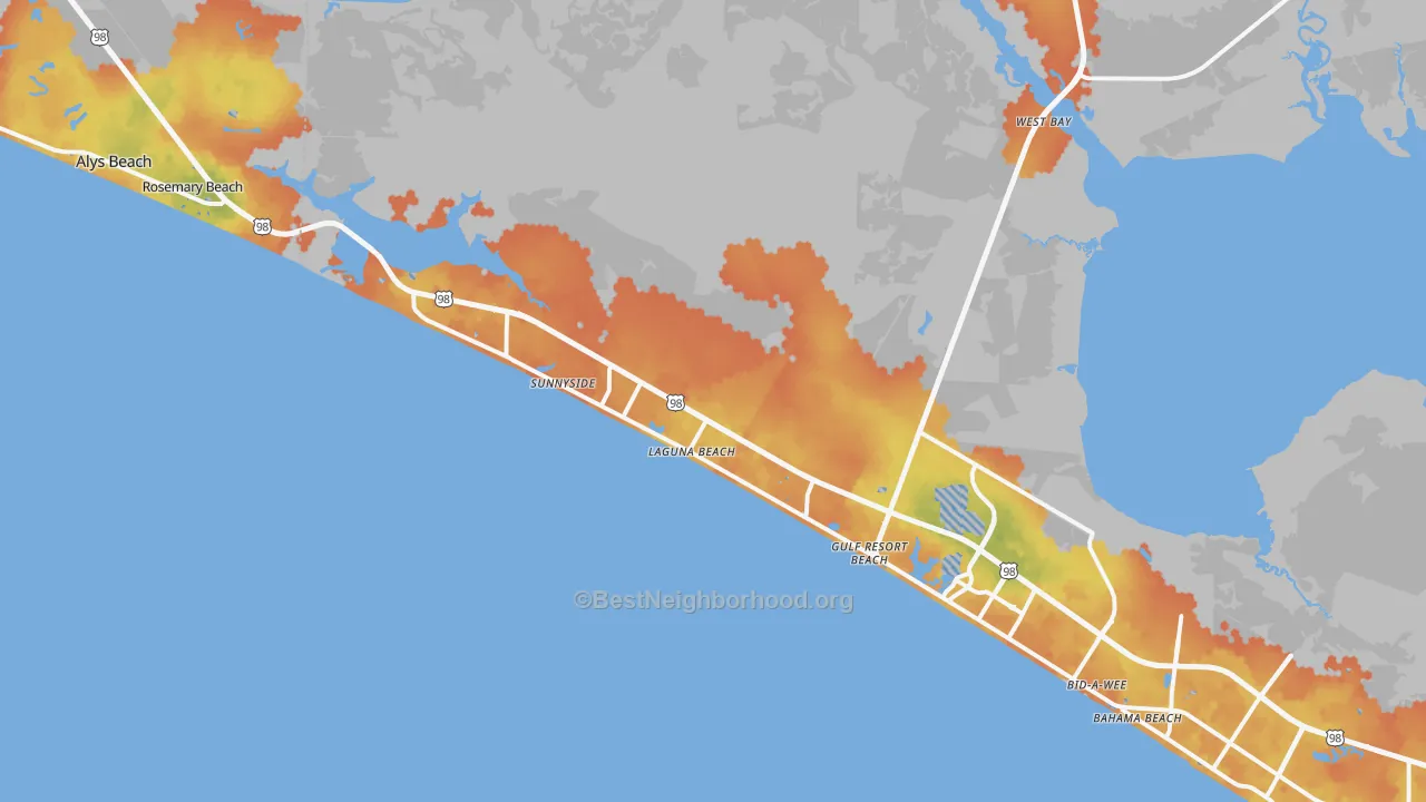 Bike Grade map of 32413, FL