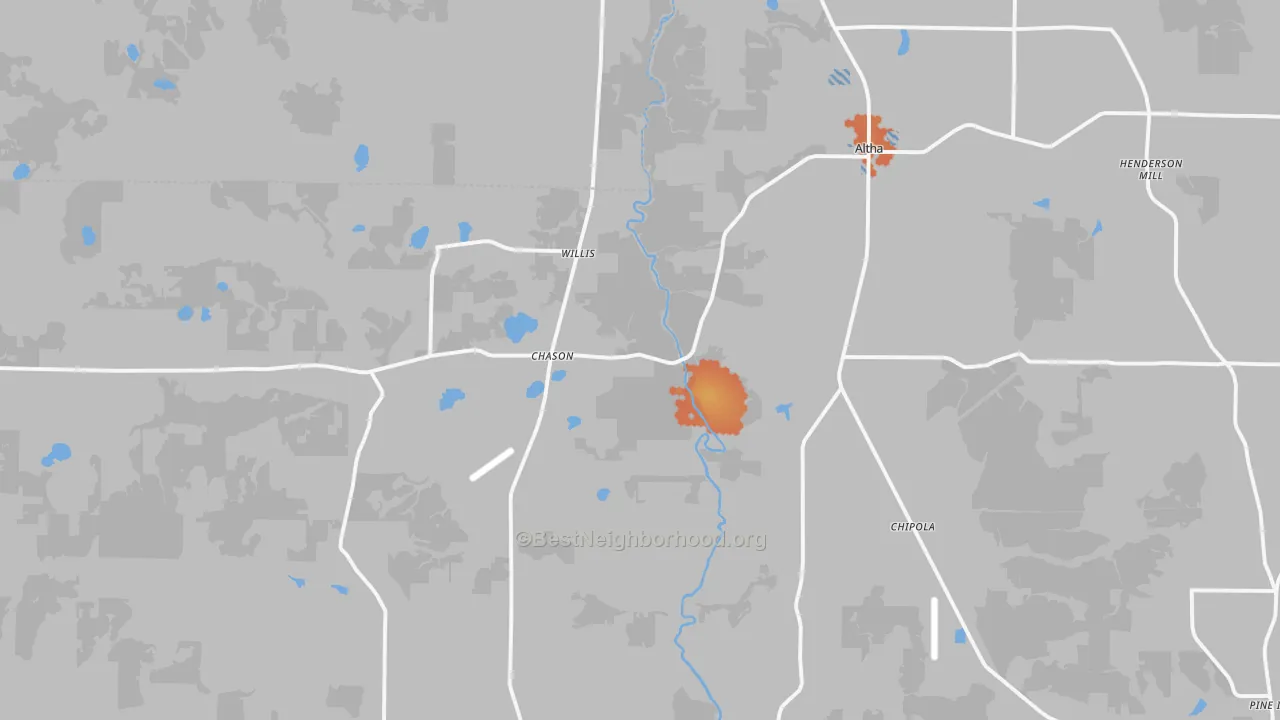 Bike Grade map of 32421, FL
