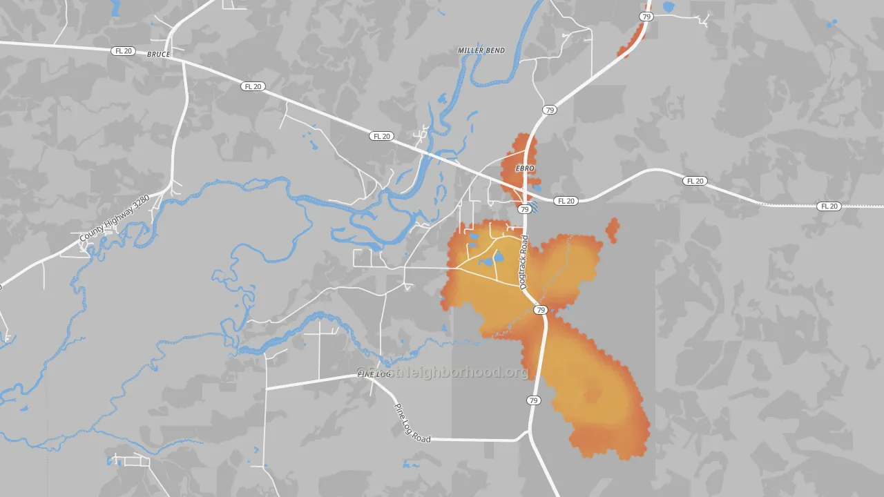 Bike Grade map of 32437, FL