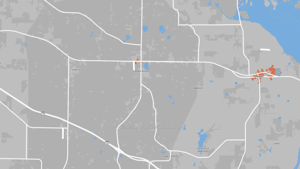 Bike Grade map of 32442, FL