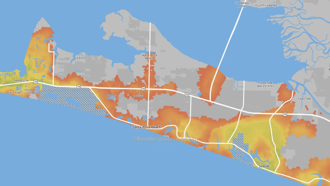 Bike Grade map of 32459, FL