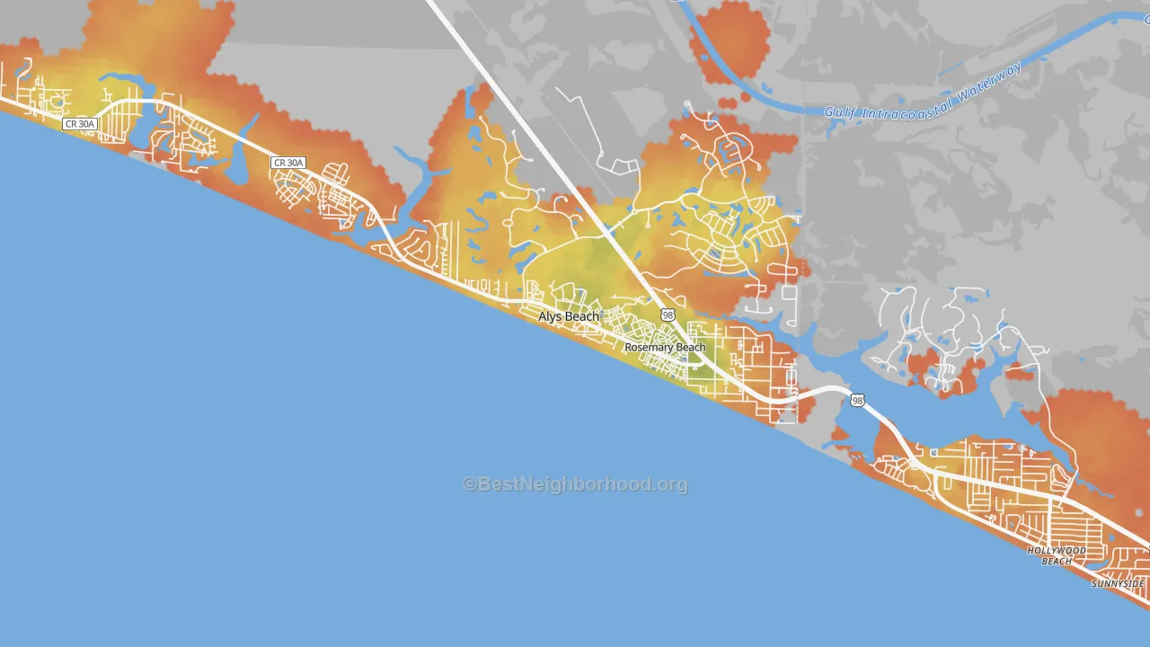 Bike Grade map of 32461, FL