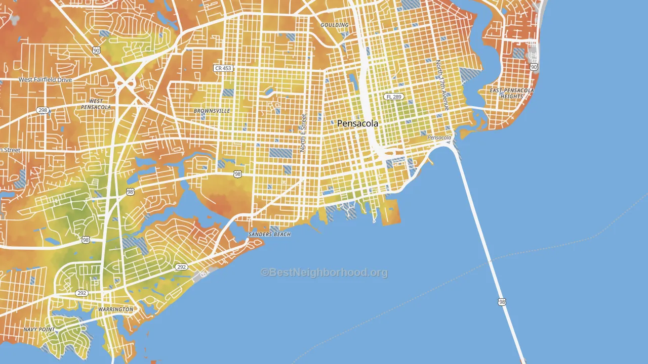 Bike Grade map of 32502, FL