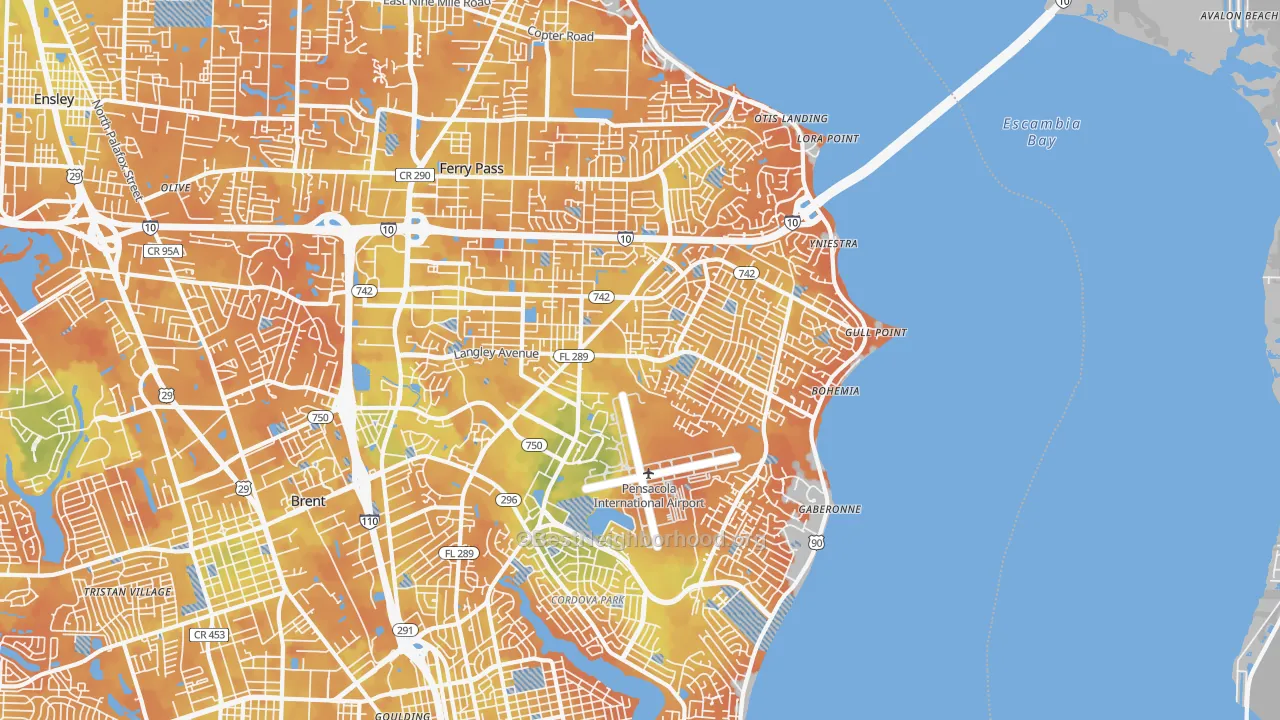 Bike Grade map of 32504, FL