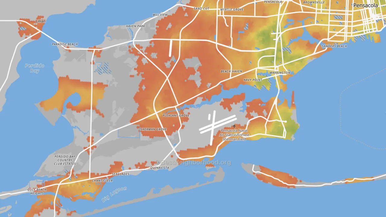 Bike Grade map of 32507, FL