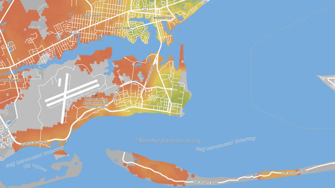 Bike Grade map of 32508, FL