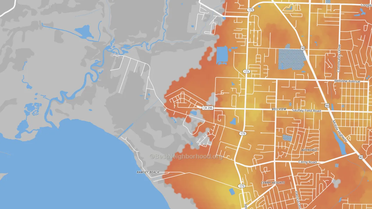 Bike Grade map of 32509, FL