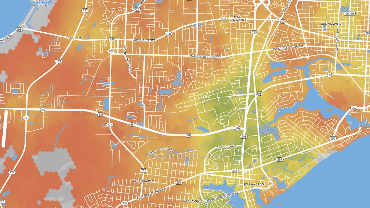 Bike Grade map of 32511, FL
