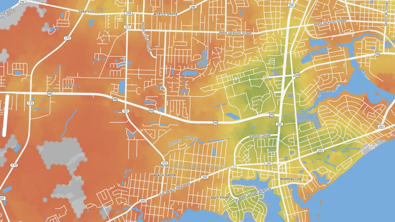 Bike Grade map of 32512, FL